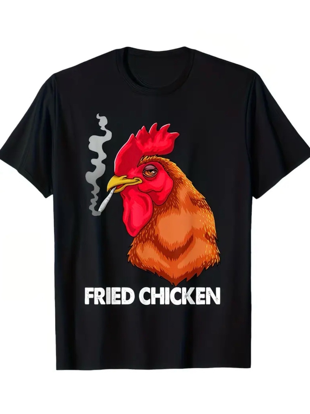 Mens Graphic Fried Chicken Rooster Tee - Black